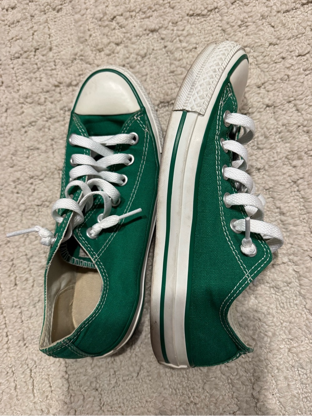 Converse Kids Green Low-Top Canvas Sneakers with White Trim